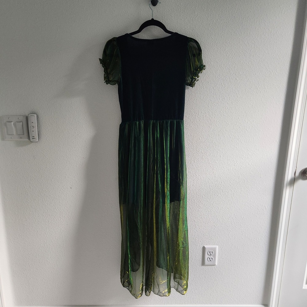 Green Velvet Fairy Renaissance Costume Dress Gold Embroidery Womens size Small - Picture 2 of 9